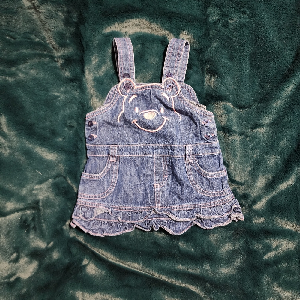 Disney Baby Blue Denim Pink Stitching‎ Winnienthe Pook Jumper - 6-9mo